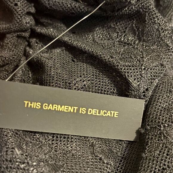 AFRM Jennan Ruched Black Floral Lace Sheer Detail Whimsigoth Dress Large NEW - Picture 9 of 14